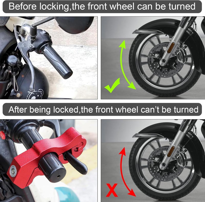 Windance 2Pack Heavy Duty Motorcycle Anti Theft Handlebar Throttle Security Lock Front Brake Lever Lock on Dirt Bike Moped Scooter ATV (Red) - Image 3
